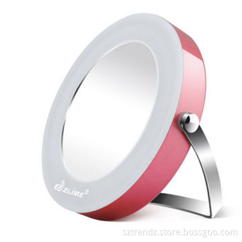 Portable lighted makeup mirror, built-in LED, 3 times magnifying, 360° rotatable